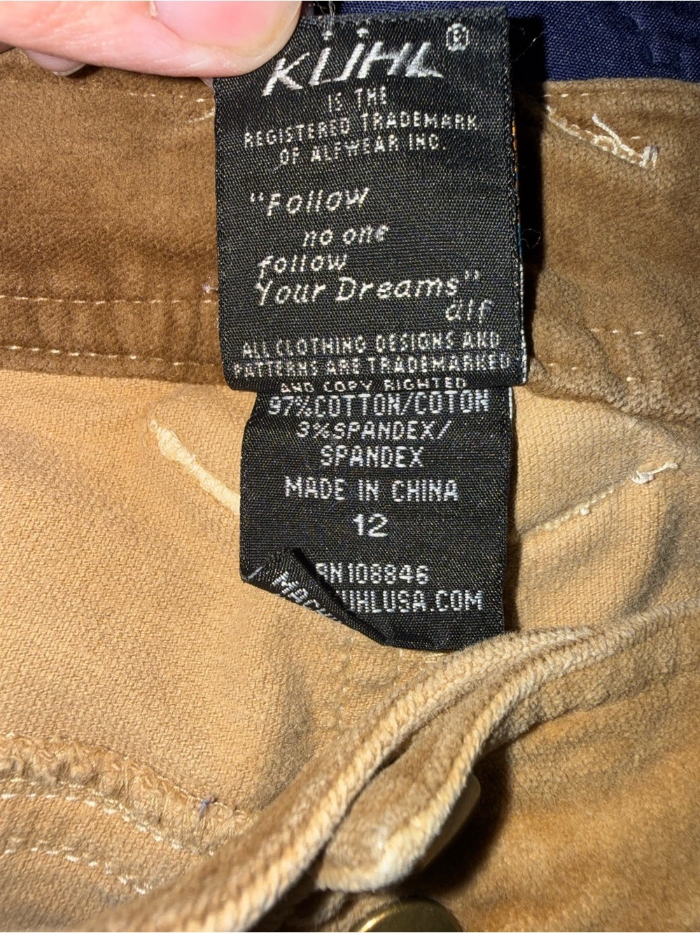 Beige Corduroy Straight-Leg Pants KUHL 12x30 - Picture 4 of 8